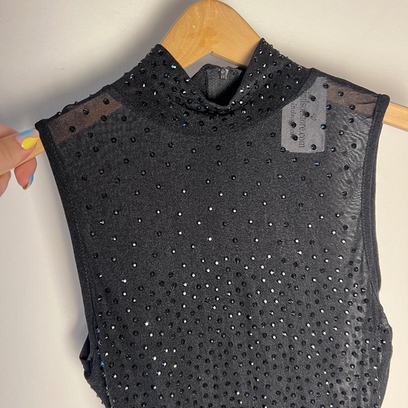 Windsor Sheer Glitter/Bedazzled High Neck Sleeveless Snap Bodysuit NWT Size M - Picture 1 of 8